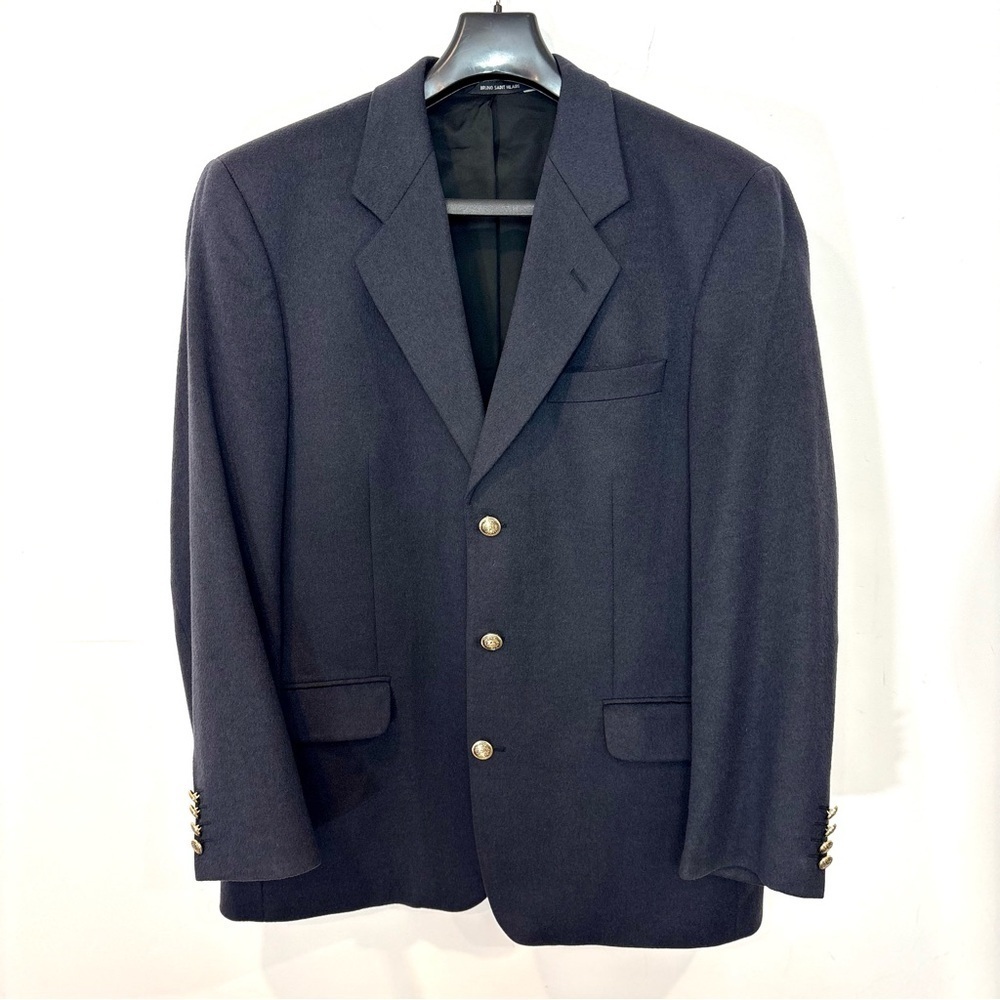 Bruno Saint Hilaire Vintage Mens Cashmere Navy Jacket Sport Coat France sz 52R - Picture 3 of 14